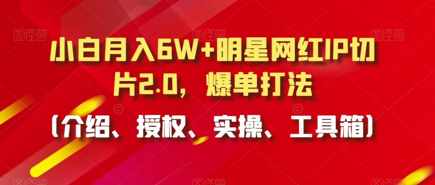 小白月入6W+明星网红IP切片2.0，爆单打法(介绍、授权、实操、工具箱)【揭秘】-点子口袋网