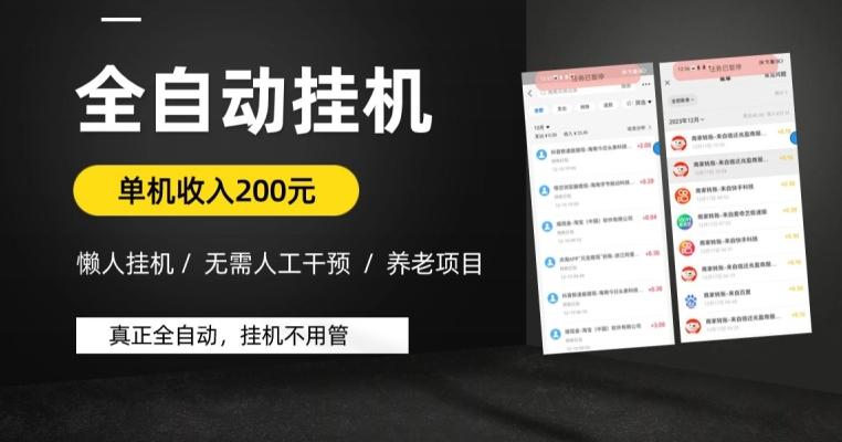 懒人挂机养老项目，全自动挂机无需人工看管，单机收入200元，可批量-点子口袋网