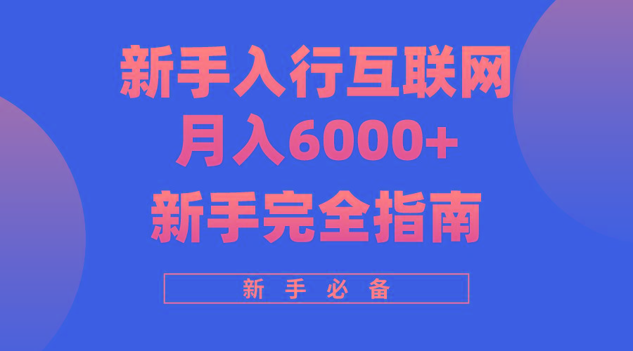(10058期)互联网新手月入6000+完全指南 十年创业老兵用心之作，帮助小白快速入门-点子口袋网