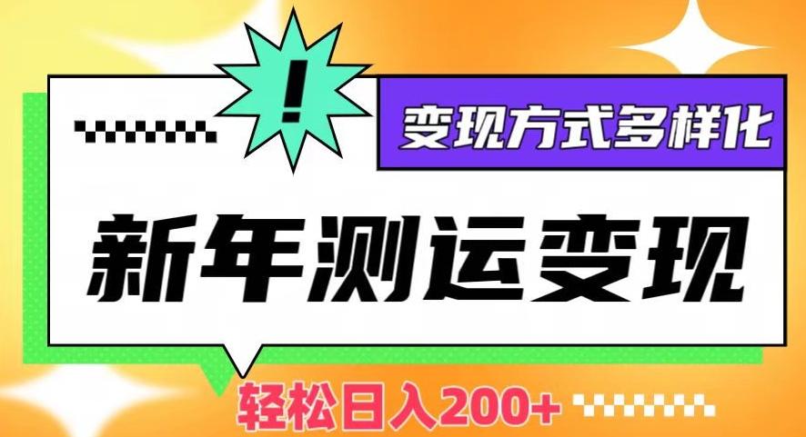 新年运势测试变现，日入200+，几分钟一条作品，变现方式多样化【揭秘】-点子口袋网