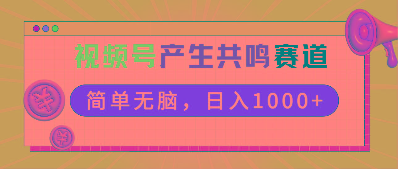 2024年视频号，产生共鸣赛道，简单无脑，一分钟一条视频，日入1000+-点子口袋网