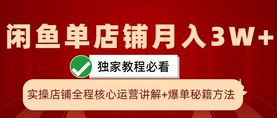 闲鱼单店铺月入3W+实操展示，爆单核心秘籍，一学就会【揭秘】-点子口袋网