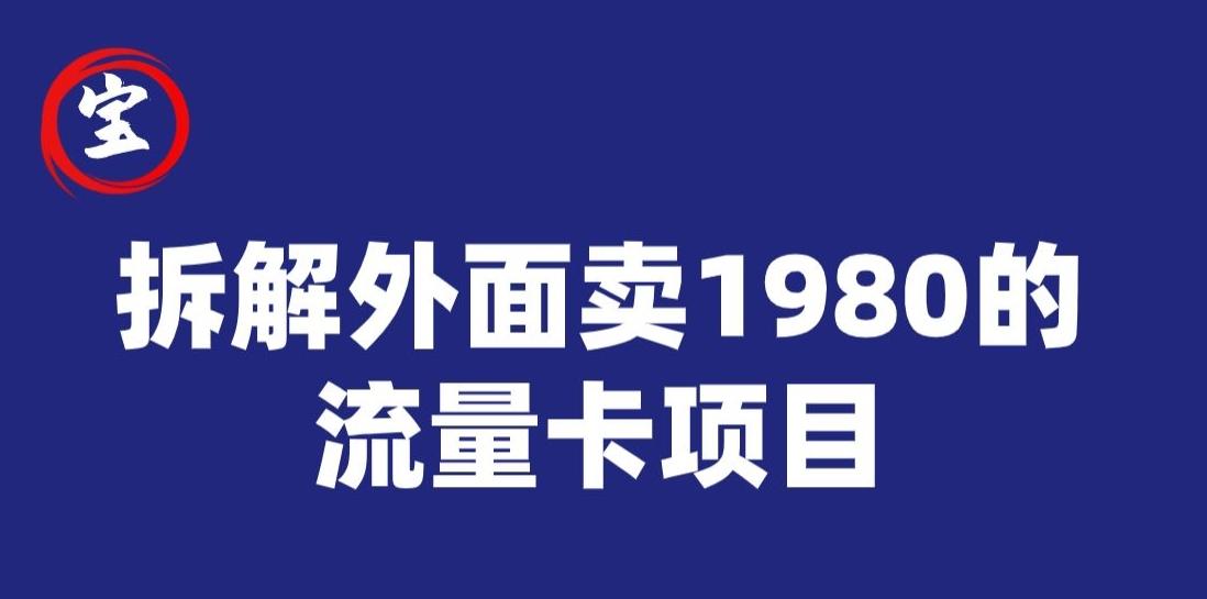 宝哥拆解外面卖1980手机流量卡项目，0成本无脑推广-点子口袋网