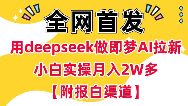 用deepseek做即梦Ai拉新 小白实操月入过W+【附报白渠道】-点子口袋网