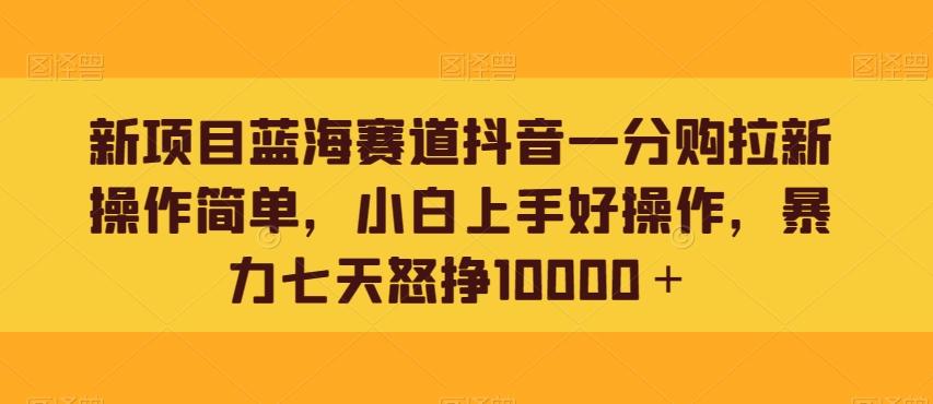 新项目蓝海赛道抖音一分购拉新操作简单，小白上手好操作，暴力七天怒挣10000＋-点子口袋网