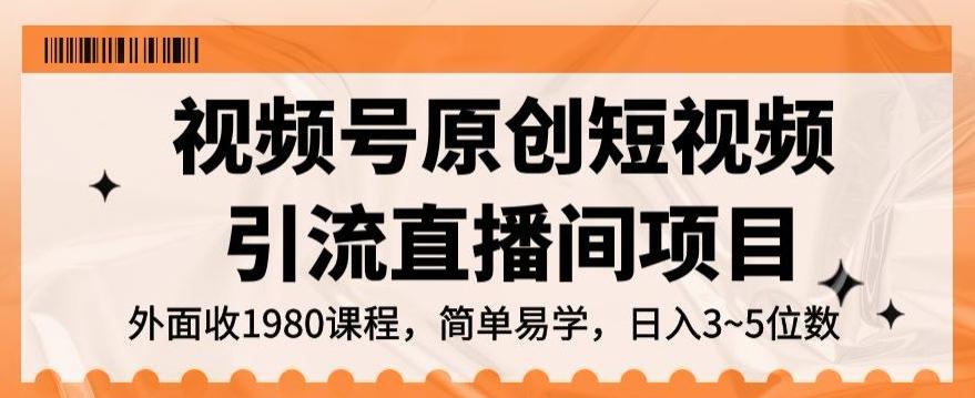 视频号原创短视频引流直播间项目，日入3~5五位数【揭秘】-点子口袋网