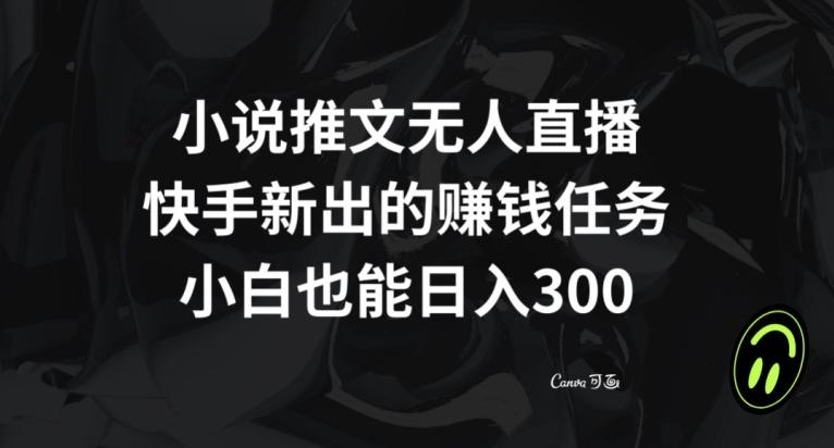 小说推文无人直播，快手新出的赚钱任务，小白也能日入300+【揭秘】-点子口袋网