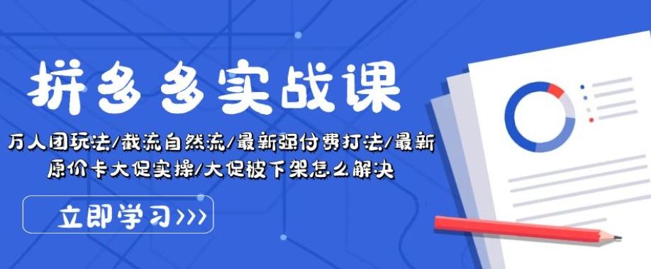 拼多多实战课：万人团玩法/截流自然流/最新强付费打法/最新原价卡大促..-点子口袋网