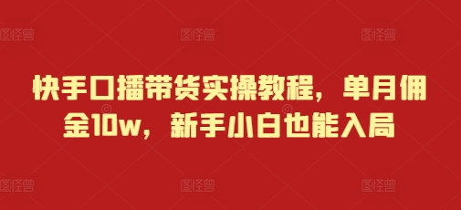快手口播带货实操教程，单月佣金10w，新手小白也能入局-点子口袋网