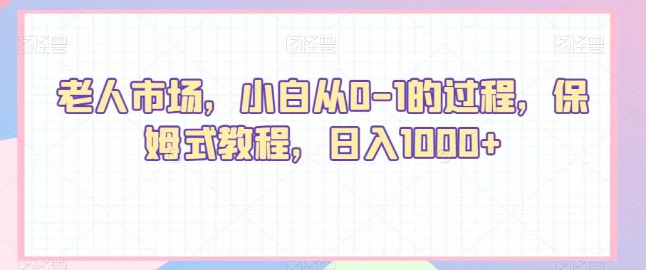 老人市场，小白从0-1的过程，保姆式教程，日入1000+-点子口袋网