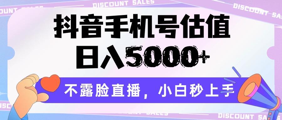 抖音手机号估值，日入5000+，不露脸直播，小白秒上手-点子口袋网