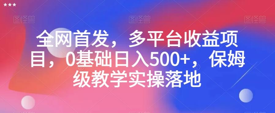 全网首发，多平台收益项目，0基础日入500+，保姆级教学实操落地【揭秘】-点子口袋网