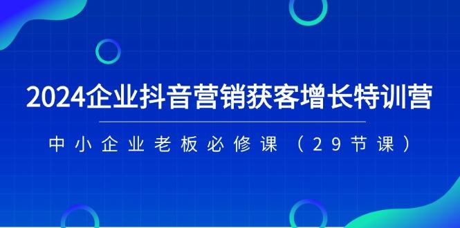 2024企业抖音-营销获客增长特训营，中小企业老板必修课(29节课-点子口袋网