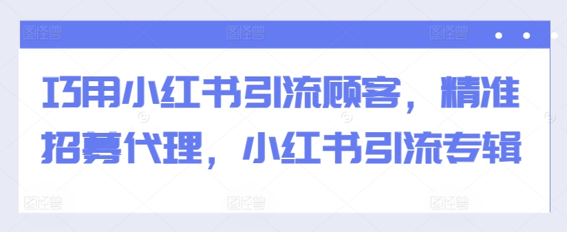 巧用小红书引流顾客，精准招募代理，小红书引流专辑-点子口袋网