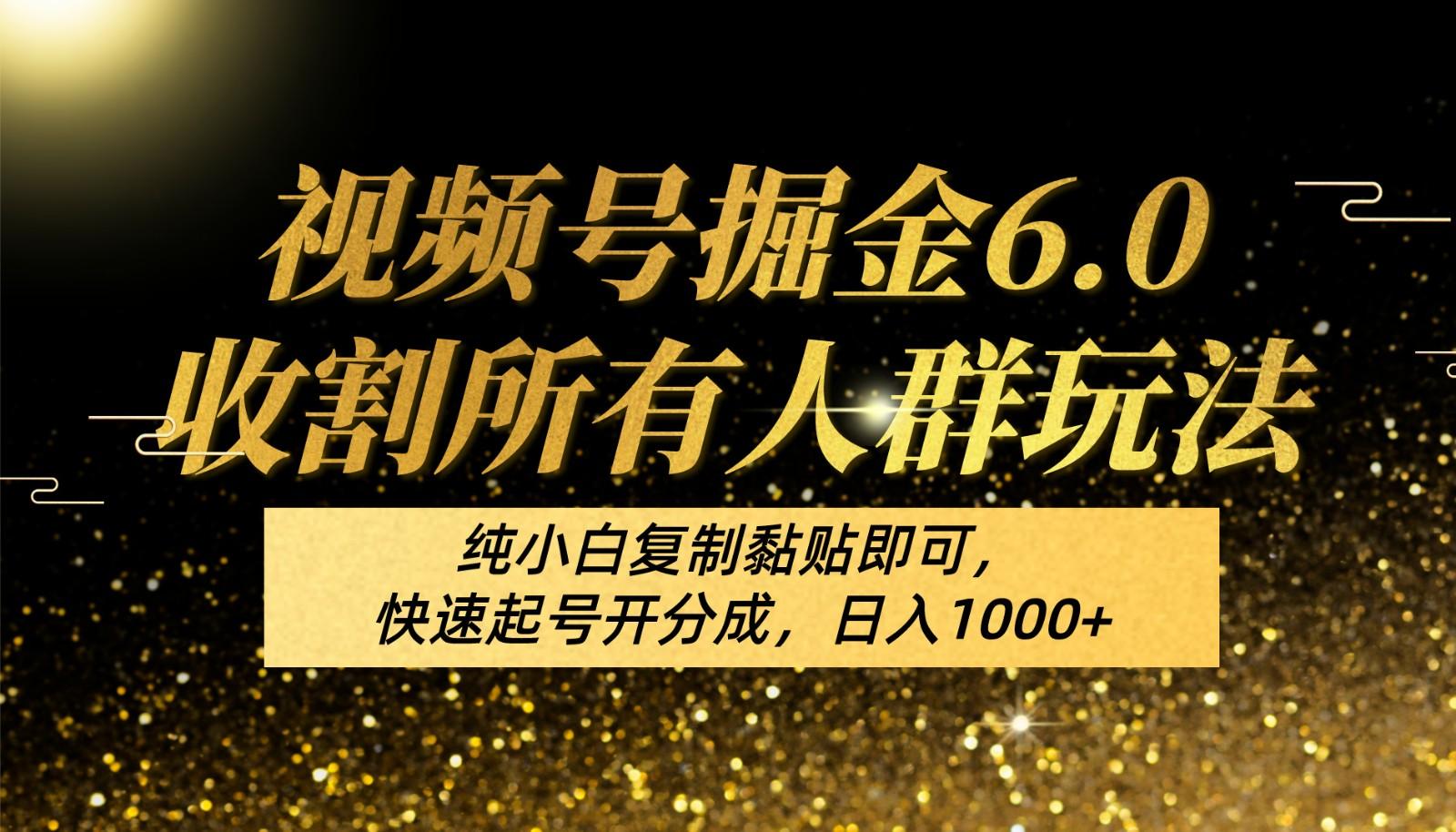 视频号掘金6.0收割所有人群玩法！纯小白复制黏贴即可，快速起号开分成，日入1000+-点子口袋网