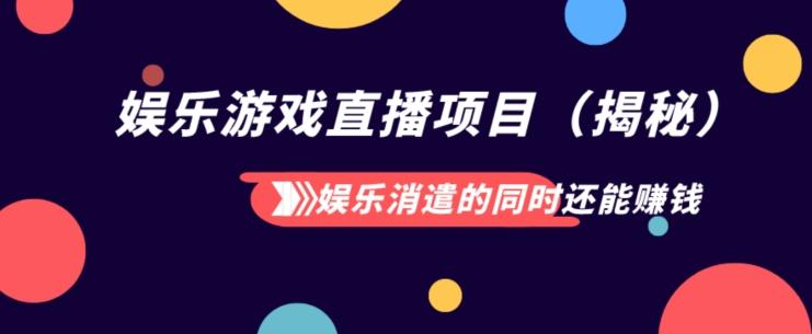 娱乐消遣的同时还能赚钱娱乐游戏直播项目（揭秘）-点子口袋网