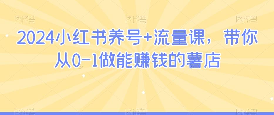 2024小红书养号+流量课，带你从0-1做能赚钱的薯店-点子口袋网
