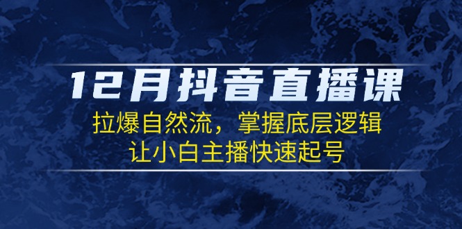 12月抖音直播课：拉爆自然流，掌握底层逻辑，让小白主播快速起号-点子口袋网