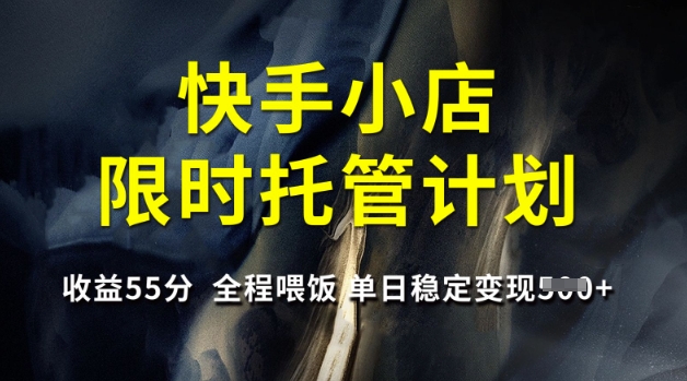 快手小店限时托管计划，收益55分，全程喂饭，单日稳定变现5张【揭秘】-点子口袋网