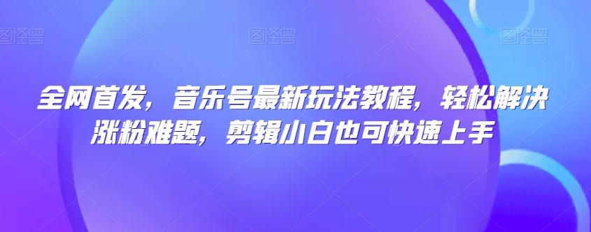 全网首发，音乐号最新玩法教程，轻松解决涨粉难题，剪辑小白也可快速上手-点子口袋网