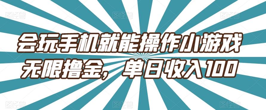 会玩手机就能操作小游戏无限撸金，单日收入100-点子口袋网