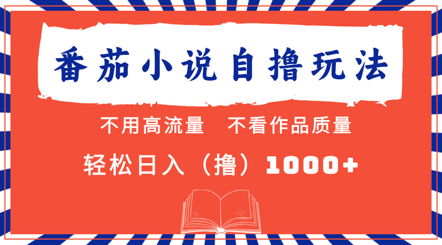 番茄小说最新自撸 不看流量 不看质量 轻松日入1000+-点子口袋网