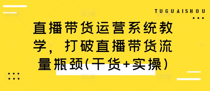 直播带货运营系统教学，打破直播带货流量瓶颈(干货+实操)-点子口袋网