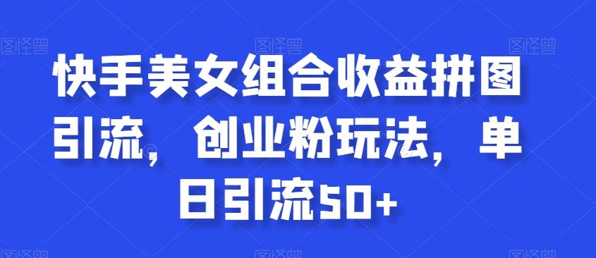 快手美女组合收益拼图引流，创业粉玩法，单日引流50+【揭秘】-点子口袋网