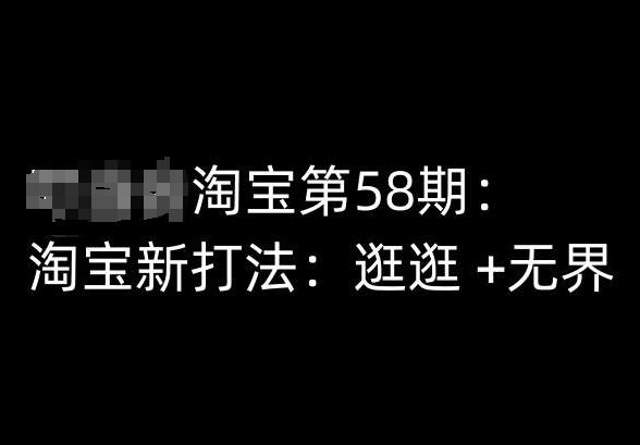 淘宝第58期培训课程，淘宝新打法：逛逛 +无界-点子口袋网