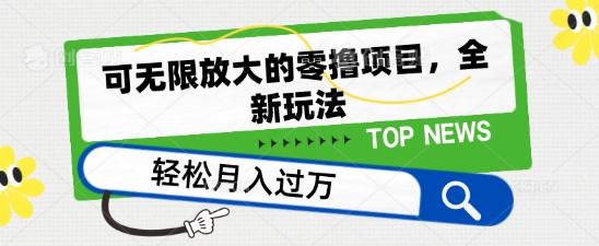可无限放大的零撸项目，全新玩法，一天单机撸个50+没问题【揭秘】-点子口袋网