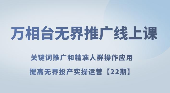 万相台无界推广线上课关键词推广和精准人群操作应用，提高无界投产实操运营【22期】-点子口袋网
