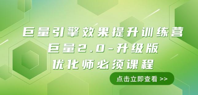 巨量引擎·效果提升训练营：巨量2.0-升级版，优化师必须课程（111节课）-点子口袋网