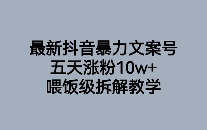 最新抖音暴力文案号，五天涨粉10w+，喂饭级拆解教学-点子口袋网