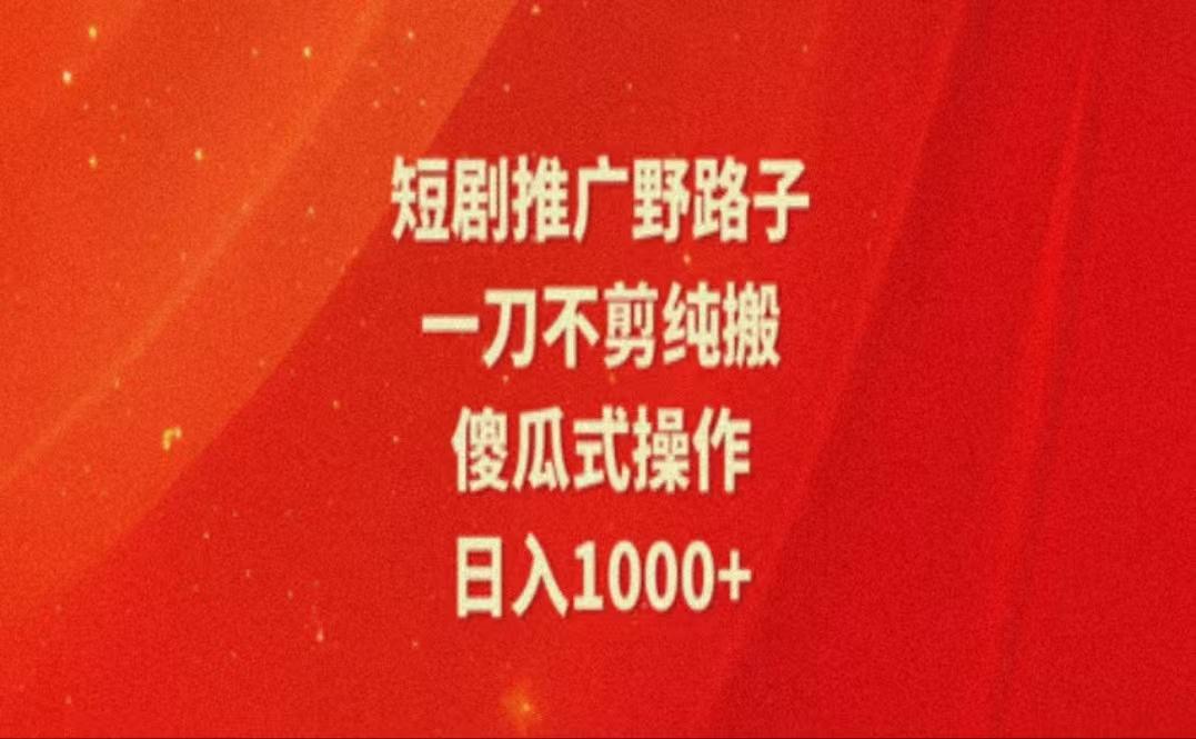 暑假风口项目，短剧推广全新玩法，一刀不剪纯搬运，轻松日入1000+-点子口袋网