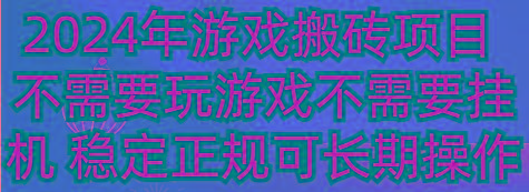 2024年游戏搬砖项目 不需要玩游戏不需要挂机 稳定正规可长期操作-点子口袋网
