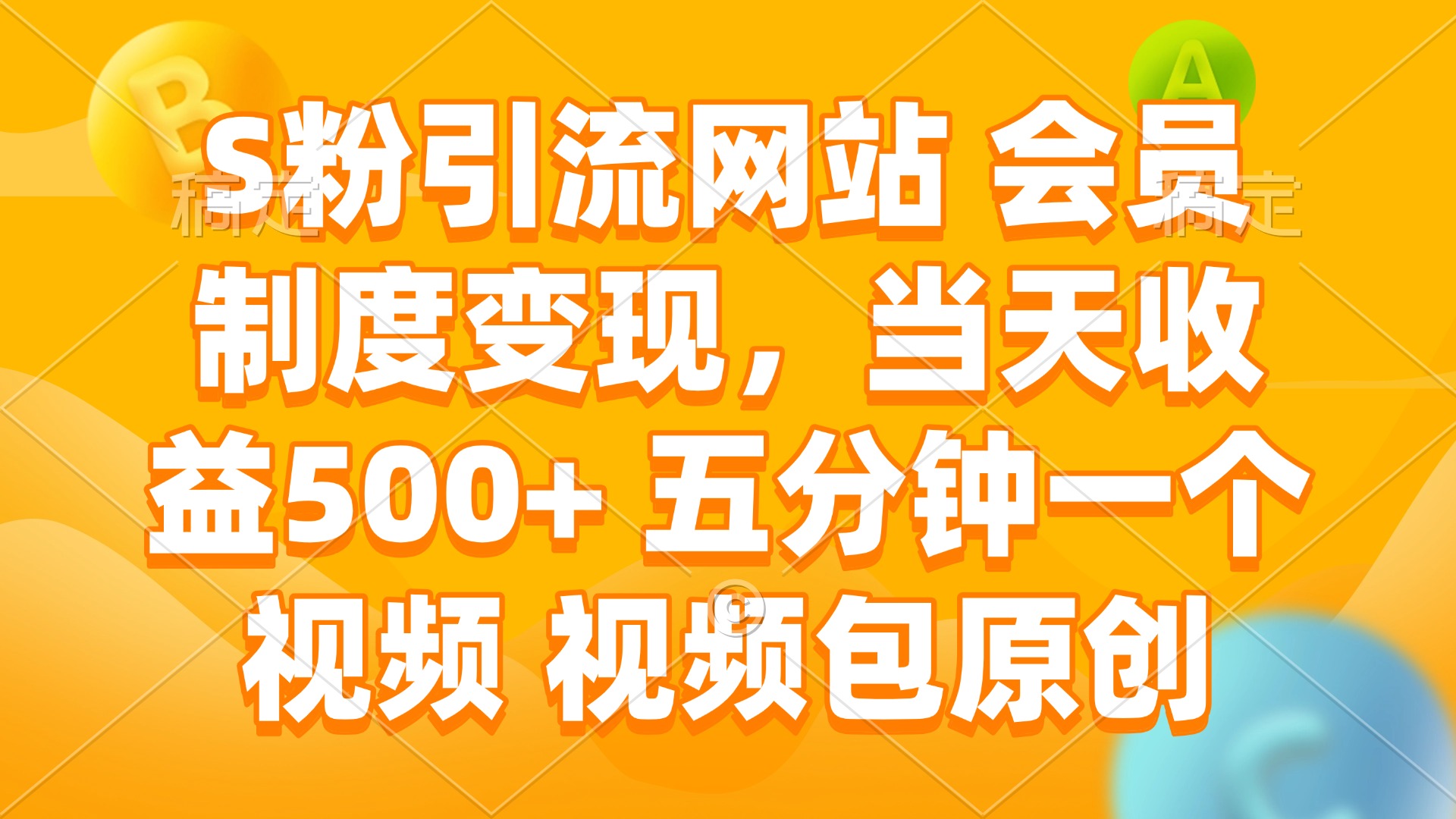 S粉引流网站 会员制度变现，当天收益500+ 五分钟一个视频 视频包原创-点子口袋网