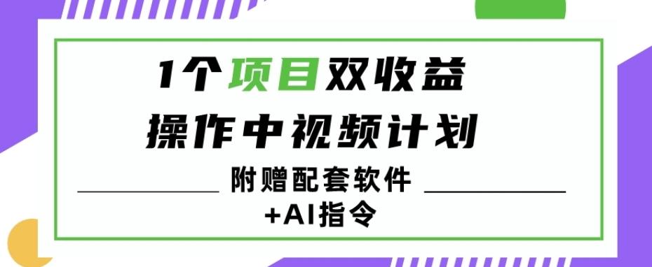 1个项目双收益？操作中视频计划1天最高3100+收益？（附赠配套软件+AI指令）-点子口袋网