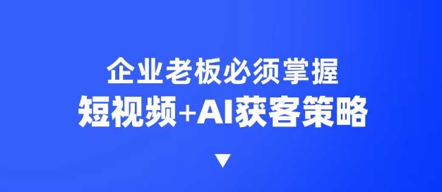 企业短视频AI获客霸屏流量课，6步短视频+AI突围法，3大霸屏抢客策略-点子口袋网