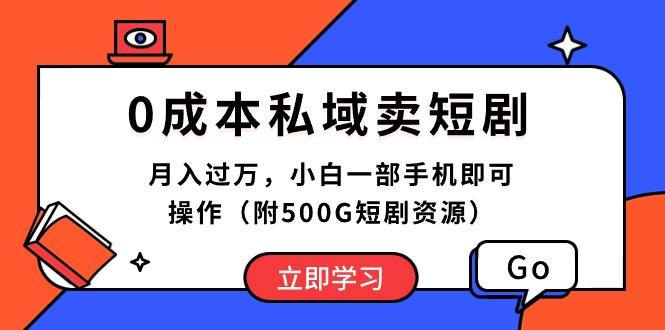 0成本私域卖短剧，月入过万，小白一部手机即可操作(附500G短剧资源-点子口袋网