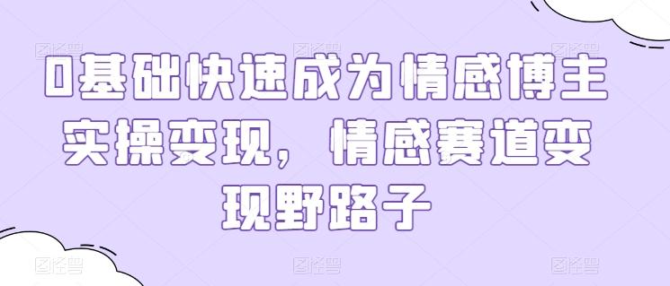 0基础快速成为情感博主实操变现，情感赛道变现野路子-点子口袋网