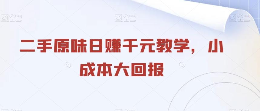 二手原味日赚千元教学，小成本大回报-点子口袋网