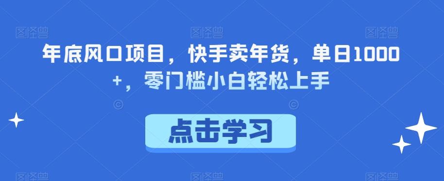 年底风口项目，快手卖年货，单日1000+，零门槛小白轻松上手-点子口袋网