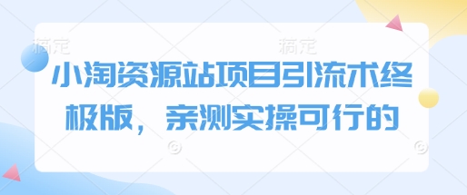 小淘资源站项目引流术终极版，亲测实操可行的-点子口袋网