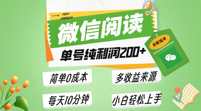 最新微信阅读6.0，每日5分钟，单号利润200+，可批量放大操作，简单0成本-点子口袋网