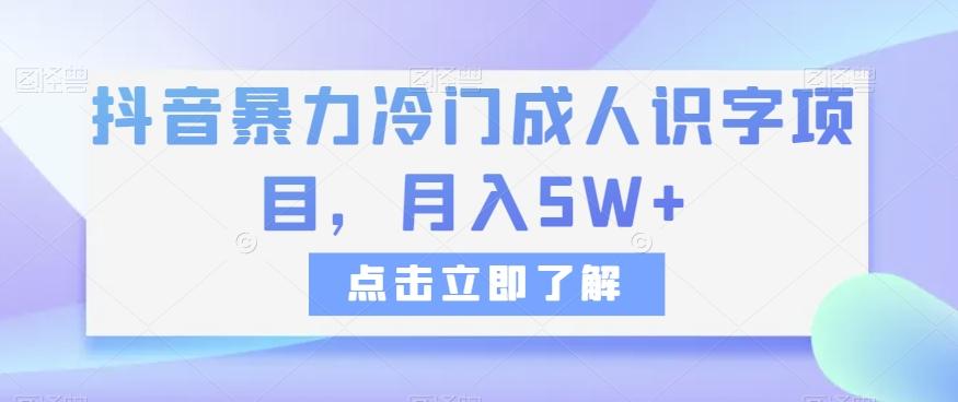 抖音暴力冷门成人识字项目，月入5W+【揭秘】-点子口袋网