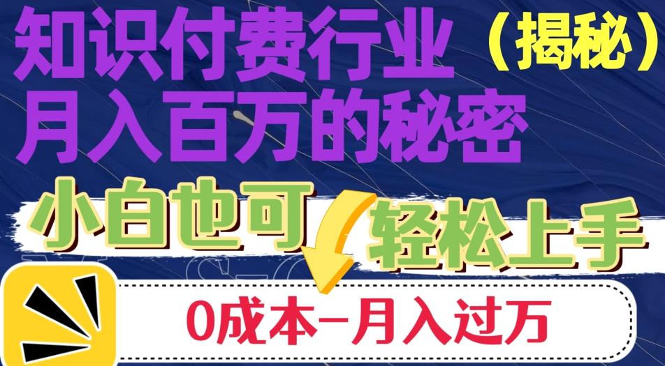 揭秘知识付费行业月入百万的秘密，小白也可轻松上手，月入过万-点子口袋网