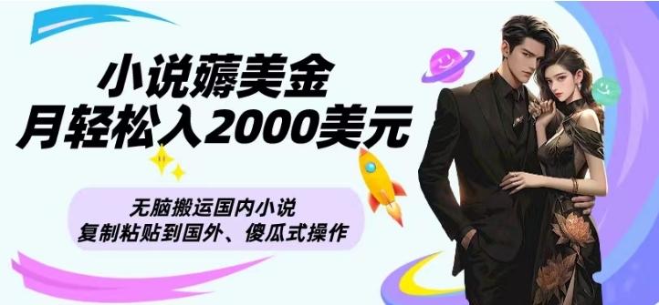 小说薅美金月轻松入2000美元项目、无脑搬运国内小说复制粘贴到国外、傻瓜式操作-点子口袋网
