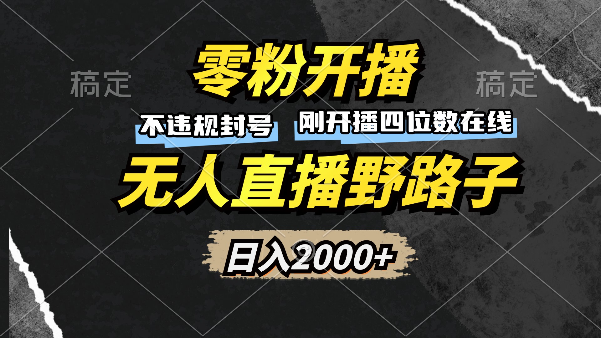 零粉开播，无人直播野路子，日入2000+，不违规封号，躺赚收益！-点子口袋网