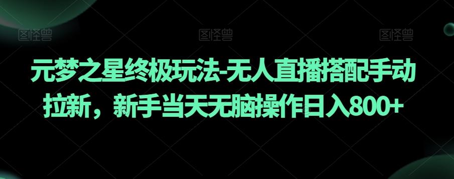 元梦之星终极玩法-无人直播搭配手动拉新，新手当天无脑操作日入800+【揭秘】-点子口袋网