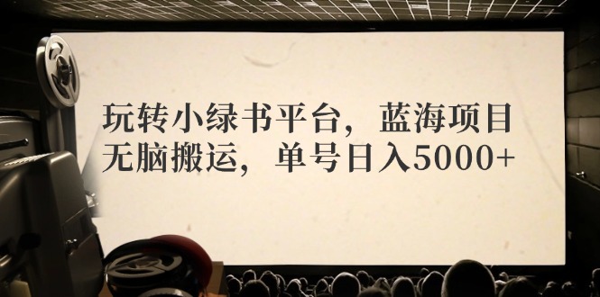 玩转小绿书平台，蓝海项目，无脑搬运，单号日入5000+-点子口袋网